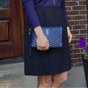 * SOLD* AUTHENTIC SAINT LAURENT YSL CASSANDRE POUCH IN QUILTED LEATHER